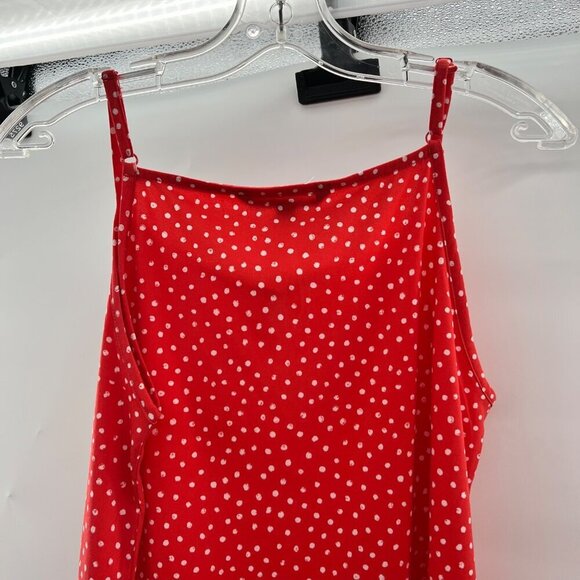 41 Hawthorne Women's Square Neck Polka Dot Tank Top Orange/White Size Small - Picture 7 of 9